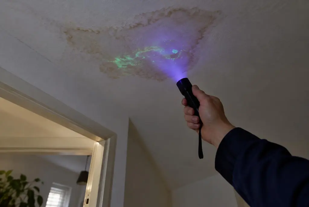 Lekdetectie Enkhuizen – kleurstof controleren op het plafond met uv-licht