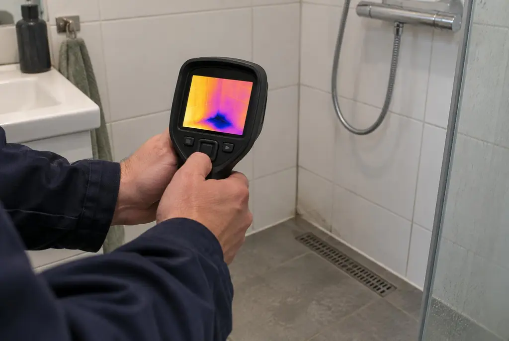 Lekdetectie Enkhuizen – lekdetectiespecialist met warmtebeeldcamera in een badkamer