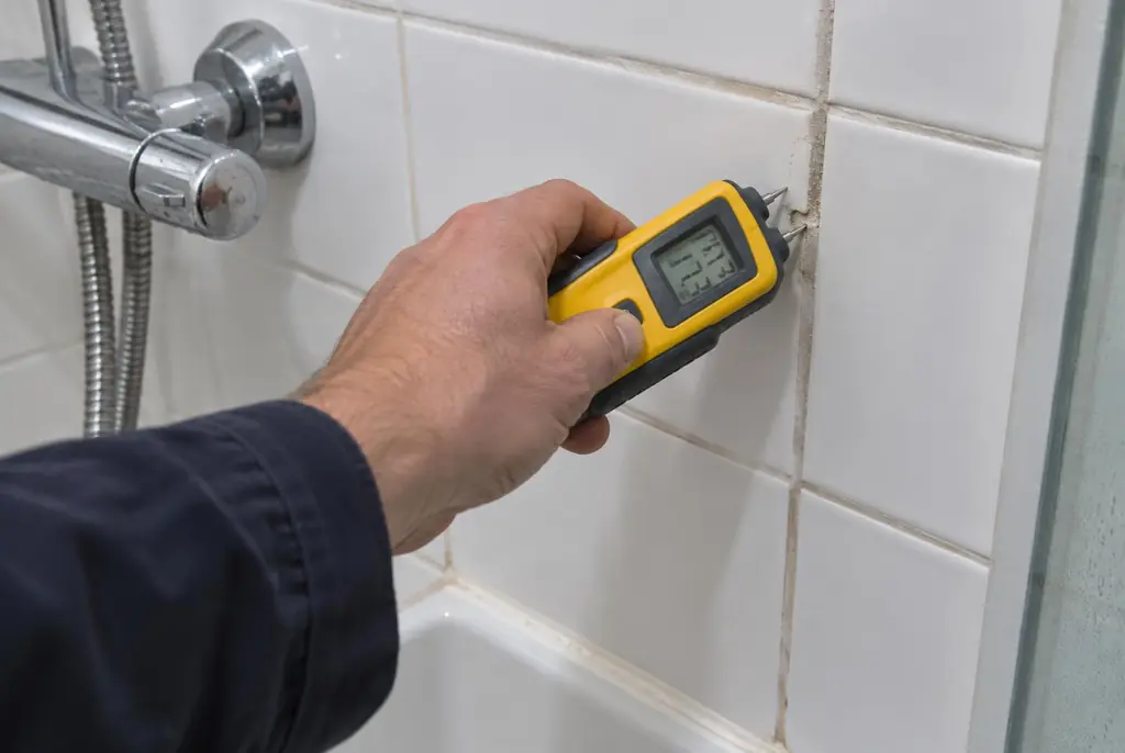 Lekdetectie Enkhuizen – vochtmeter op badkamertegels bij de douche
