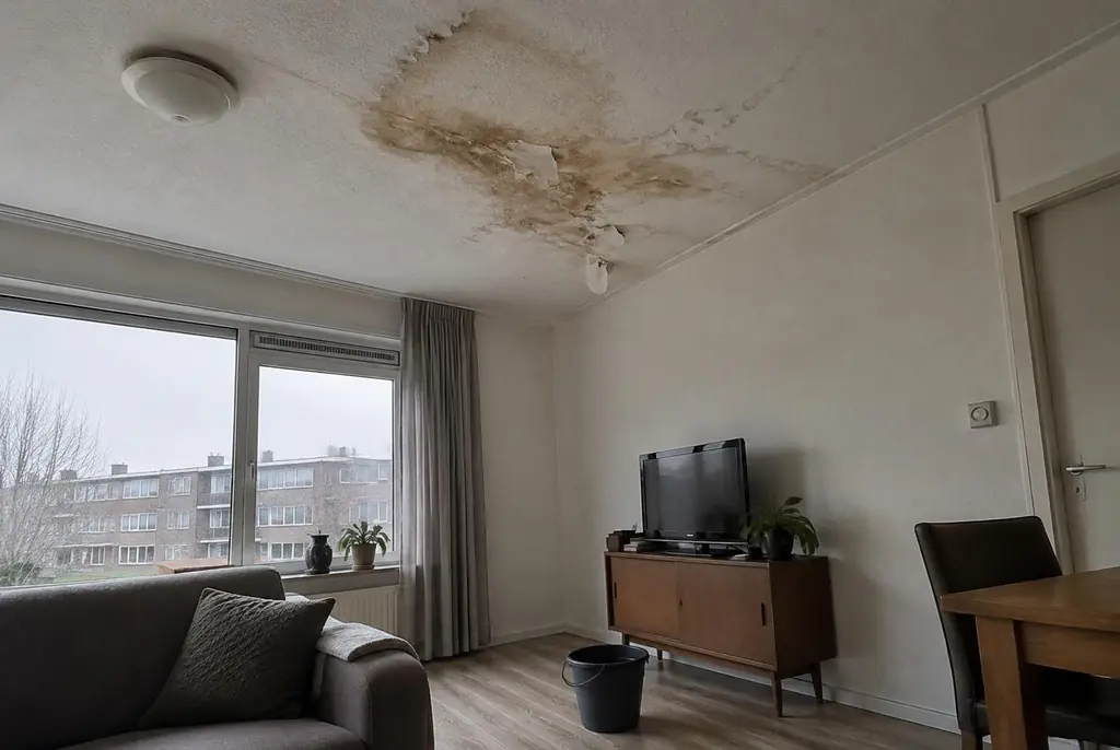 Lekdetectie Enkhuizen – vochtplek op het plafond onder een badkamer